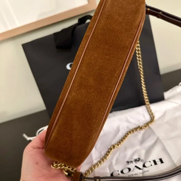 Coach Brook Bag in Warm Brown Suede - Picture 2 of 6